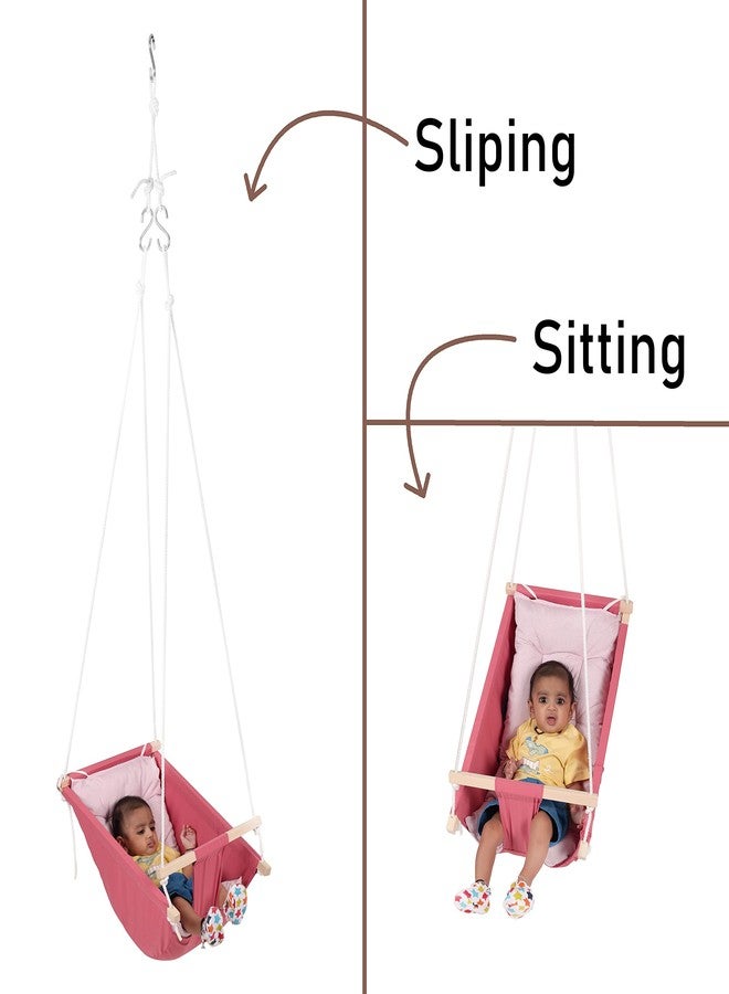 BOFFLE Baby Swing for Infants and Toddlers, Newborn Baby Sleeping Chair Hammock Indoor and Outdoor, Wooden Hanging Seat Chair for Baby up to 2 Years - Image 4